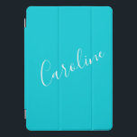 Script turquoise Solid Color Persoonlijke naam iPad Pro Cover<br><div class="desc">Cute Script Turquoise Solid Color Personalized Name iPad Pro Hoesje</div>