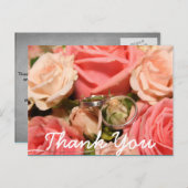 Script-type en roze rozen | Hartelijk dank Briefkaart (Voorkant / Achterkant)