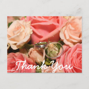Script-type en roze rozen Hartelijk dank Briefkaart