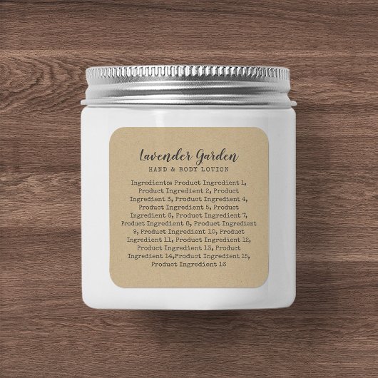 Script Typewriter Ingrediënten Lijst Kraft Label