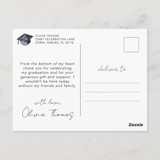 Script Typografie Afstuderen Foto Bedankt Briefkaart (Achterkant)