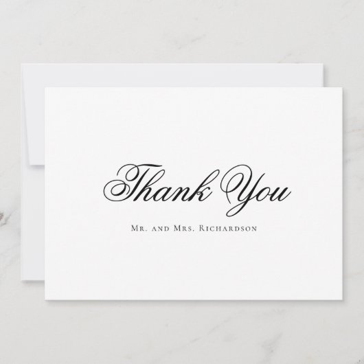 Script Typografie Black White Weduwfoto Bedankkaart (Voorkant)