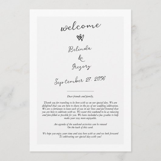 Script Typografie Huwelijksprogramma Route Programmakaart (Voorkant)