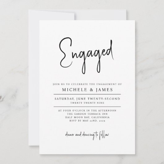 Script Typografie Minimal Wedding Verloving Kaart (Voorkant)