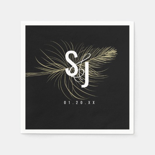 Script Typografie Nep Goud Veer Boheemse Servet (Voorkant)