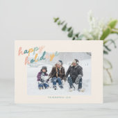  script Typografie pasta-foto Happy Feestdagenkaart (Staand voorkant)