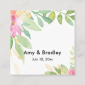  Script Typografie Roze Bloemen Bruiloft Favor Informatiekaartje (Achterkant)