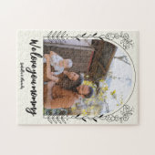 Script Typografie We Love Mom Floral Lijst Foto Legpuzzel (Horizontaal)