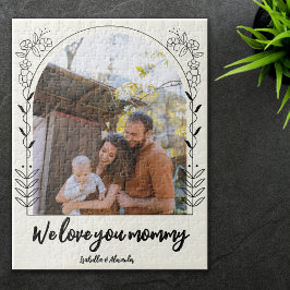 Script Typografie We Love Mom Floral Lijst Foto Legpuzzel