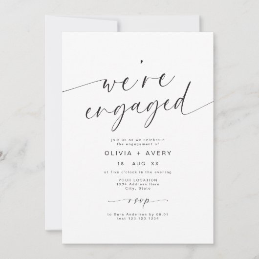 Script Typografie We're Engaged Party Kaart (Voorkant)