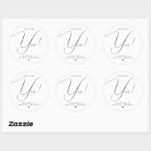 Script Typografie Ze Zei Ja Bruidsfeest Ronde Sticker (Vel)