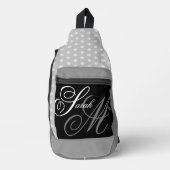 Script Typografie Zwart Grijs Wit Monogram Sling Bag (Voorkant)