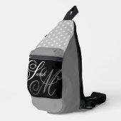 Script Typografie Zwart Grijs Wit Monogram Sling Bag (Rechterhoek)