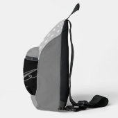 Script Typografie Zwart Grijs Wit Monogram Sling Bag (Rechts)