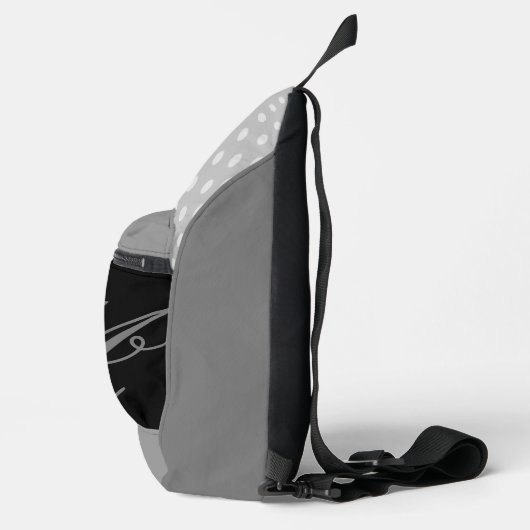 Script Typografie Zwart Grijs Wit Monogram Sling Bag (Rechts)