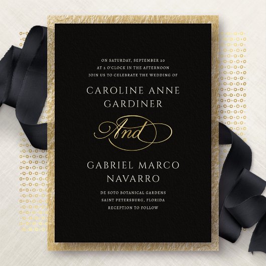 Script Typography Contemporary Wedding Folie Uitnodiging