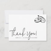Script Typography Couple Rings Modern Wedding Bedankkaart (Voorkant)