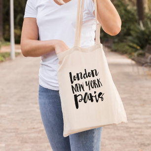 Script Typography - Londen, New York, Parijs Tote Bag