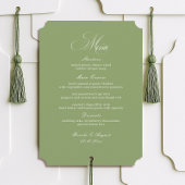 Script Typography Sage Green Wedding Menu Card Kaart