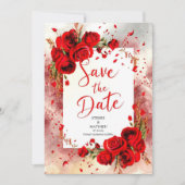 Script Unieke Crimson Red Roses Bruiloft Save The Date (Voorkant)