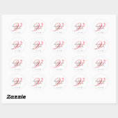 Script V-monogram-labels (rood/zwart) Ronde Sticker (Vel)