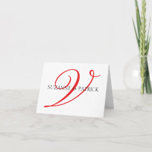 Script V Monogram Notecard (rood/zwart) Notitiekaartje