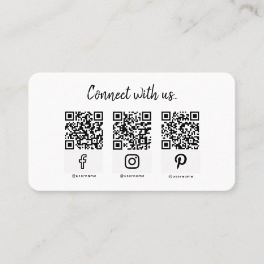 Script verbinden met ons Social media logo QR-code Visitekaartje (Voorkant)