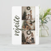 Script Verheug Religieuze Kerstmis Familiefoto Feestdagenkaart (Staand voorkant)