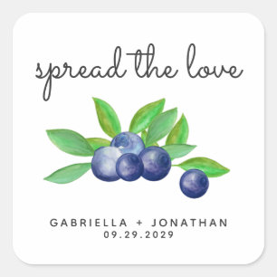 Script Verspreid de Liefde Bosbessenjam  Favor Tag Vierkante Sticker