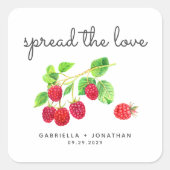 Script Verspreid de Liefde Frambozenjam Bruiloftst Vierkante Sticker (Voorkant)