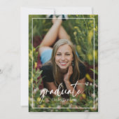 Script Vertical Photo Afstuderen Invitation Kaart (Voorkant)