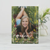 Script Vertical Photo Afstuderen Invitation Kaart (Staand voorkant)