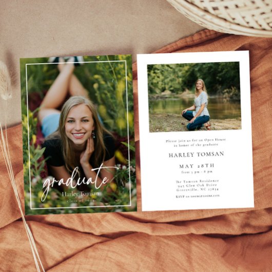 Script Vertical Photo Afstuderen Invitation Kaart