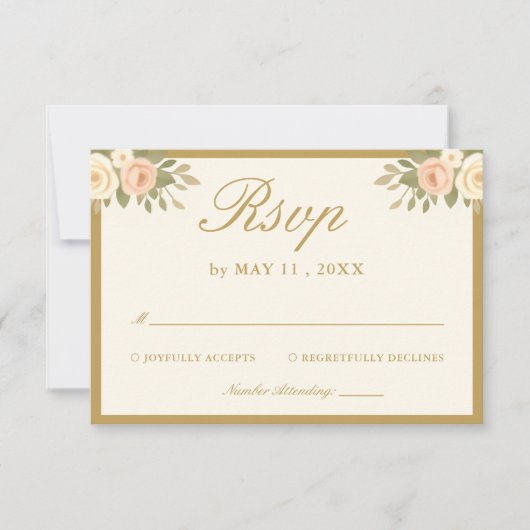 Script Vintage Ivory Wedding RSVP Card Kaartje (Voorkant)