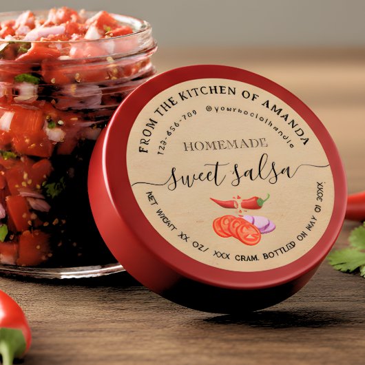 Script Vintage Kraft Thuisgemaakte Tomatensalsa La Ronde Sticker