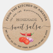 Script Vintage Kraft Thuisgemaakte Tomatensalsa La Ronde Sticker (Voorkant)