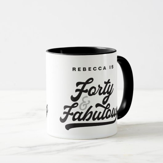 script voor 40 en fantastische verjaardagscourant mok (Voorkant rechts)