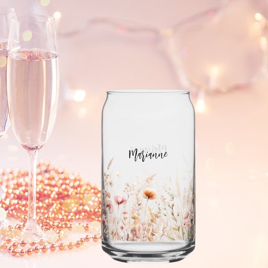 script voor aangepaste naam van Wildflower Blikvorm Glas