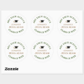 Script voor eindexamenfeest van afstuderende midde ronde sticker (Vel)
