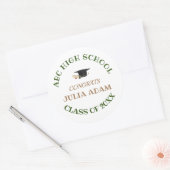 Script voor eindexamenfeest van afstuderende midde ronde sticker (Envelop)