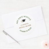 Script voor eindexamenfeest van middelbare scholie ronde sticker (Envelop)