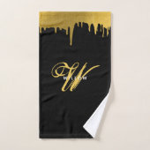  script voor modern zwart-wit en goudmonogram bad handdoek (Handdoek)