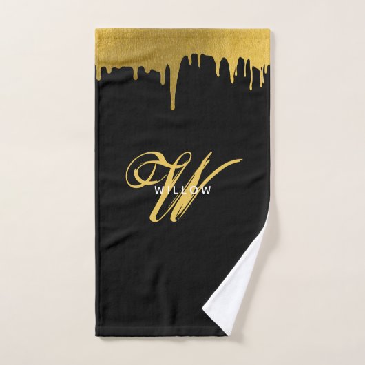  script voor modern zwart-wit en goudmonogram bad handdoek (Handdoek)