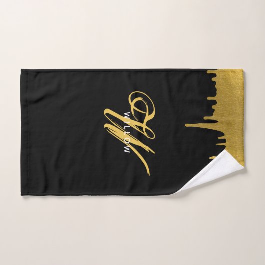 script voor modern zwart-wit en goudmonogram bad handdoek (Handdoek)