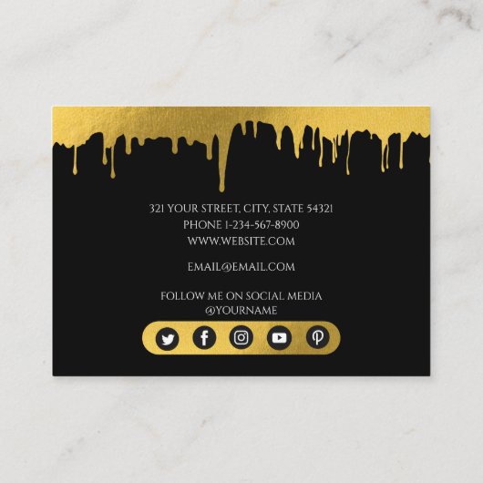  script voor modern zwart-wit en goudmonogram visitekaartje (Achterkant)