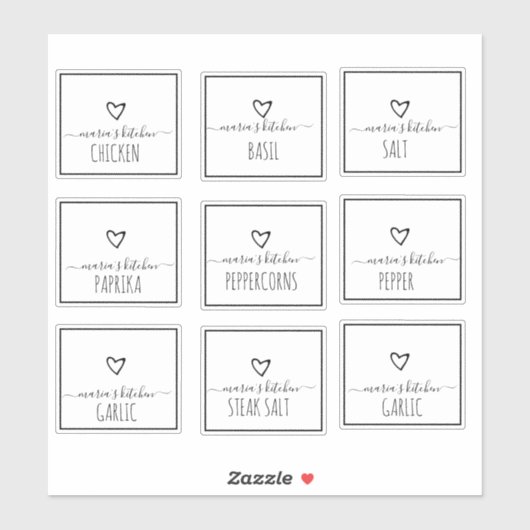 script voor Pantry Organization Spice Cabinet Sticker (Vel)