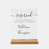 Script Voorbehouden Vader Van De Bruid Herdenking Acryl Bord (Voorkant)