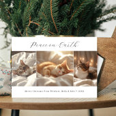 Script Vrede op Aarde Meowy Kerst Kat Foto Feestdagenkaart