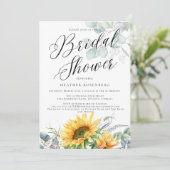 Script Vrijgezellenfeest Elegant Sunflower Eucalyp Kaart (Staand voorkant)