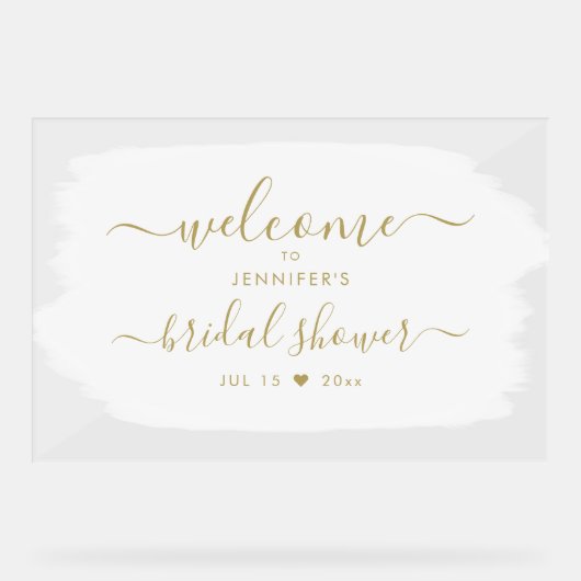 Script Vrijgezellenfeest Welkom Gouden Verf Wit Acryl Bord (Voorkant)